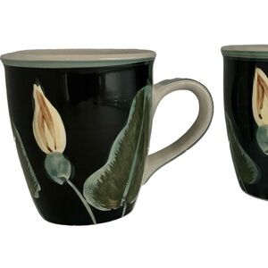 SALUTE CERAMIC FLOWER BUD/LEAF MOTIF 12 OZ MUGS